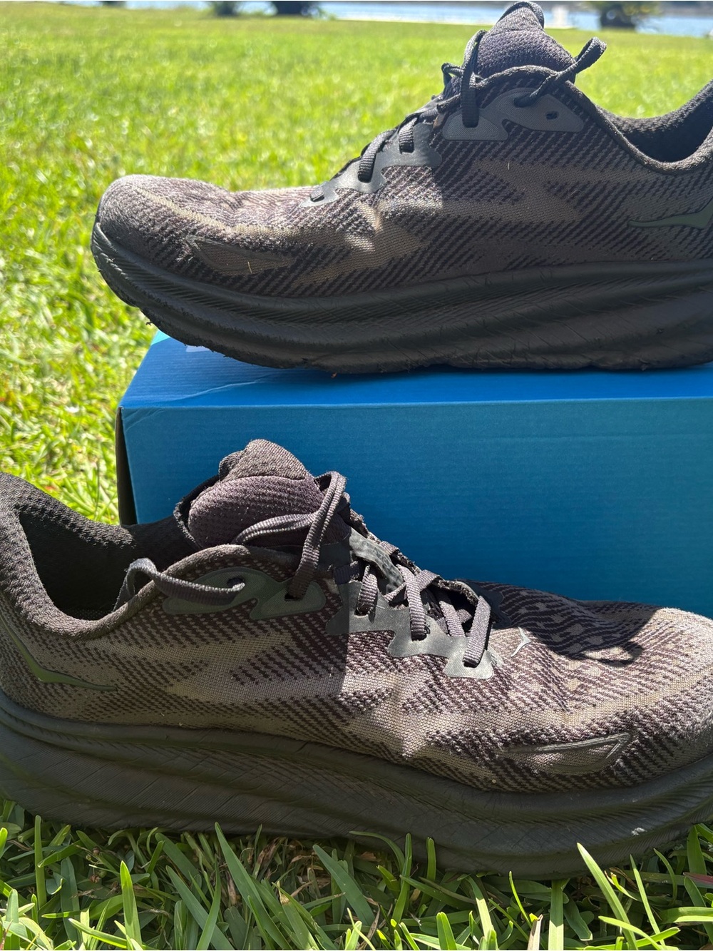 Hoka Black Clifton Running Shoes- new insoles. Sz. 10 Men’s - Picture 3 of 8